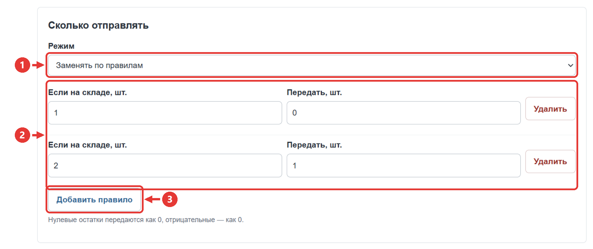 Порог обнуления и правила замены остатков